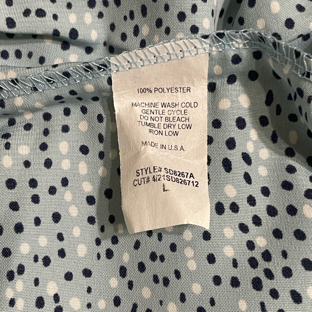 Hailey & Co Blue and White Dots, Pleated Ruched Midi Dress, Sz L - Picture 8 of 9